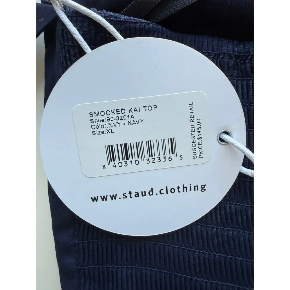 Staud Smocked Kai Halter Top Navy NWT (sz XL)